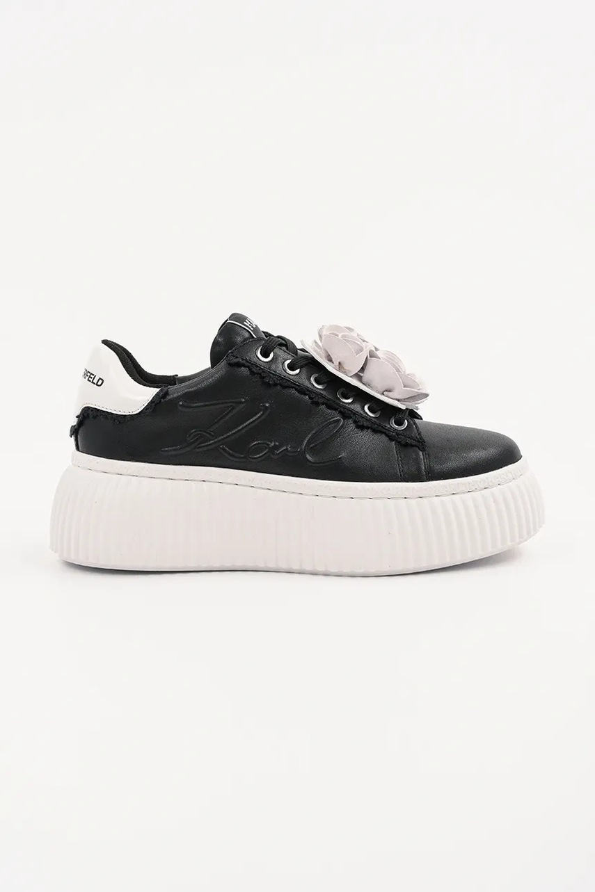 Karl Lagerfeld Adidasi din piele KREEPER LO femei, culoarea negru, KL42310F