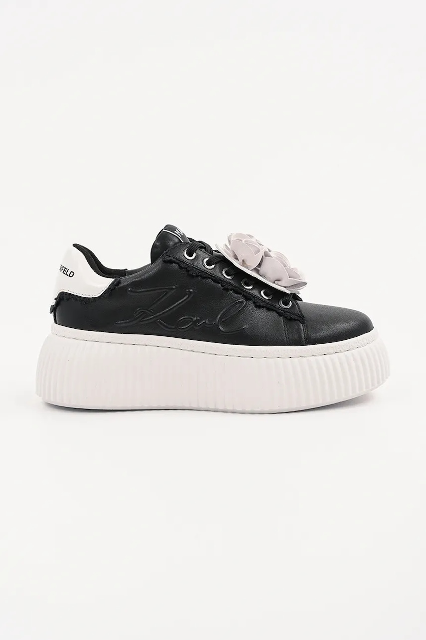 Karl Lagerfeld sneakers din piele KREEPER LO femei, culoarea negru, KL42310F