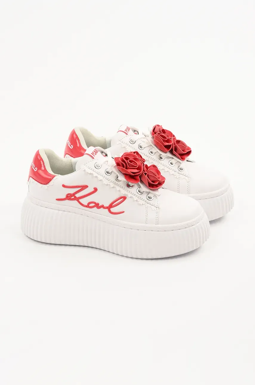 Кожаные кроссовки Karl Lagerfeld KREEPER LO женские цвет белый KL42310F Кожаные кроссовки Karl Lagerfeld KREEPER LO женские цвет белый KL42310F