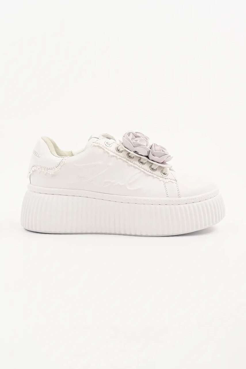 Karl Lagerfeld sneakers din piele KREEPER LO femei, culoarea alb, KL42310F