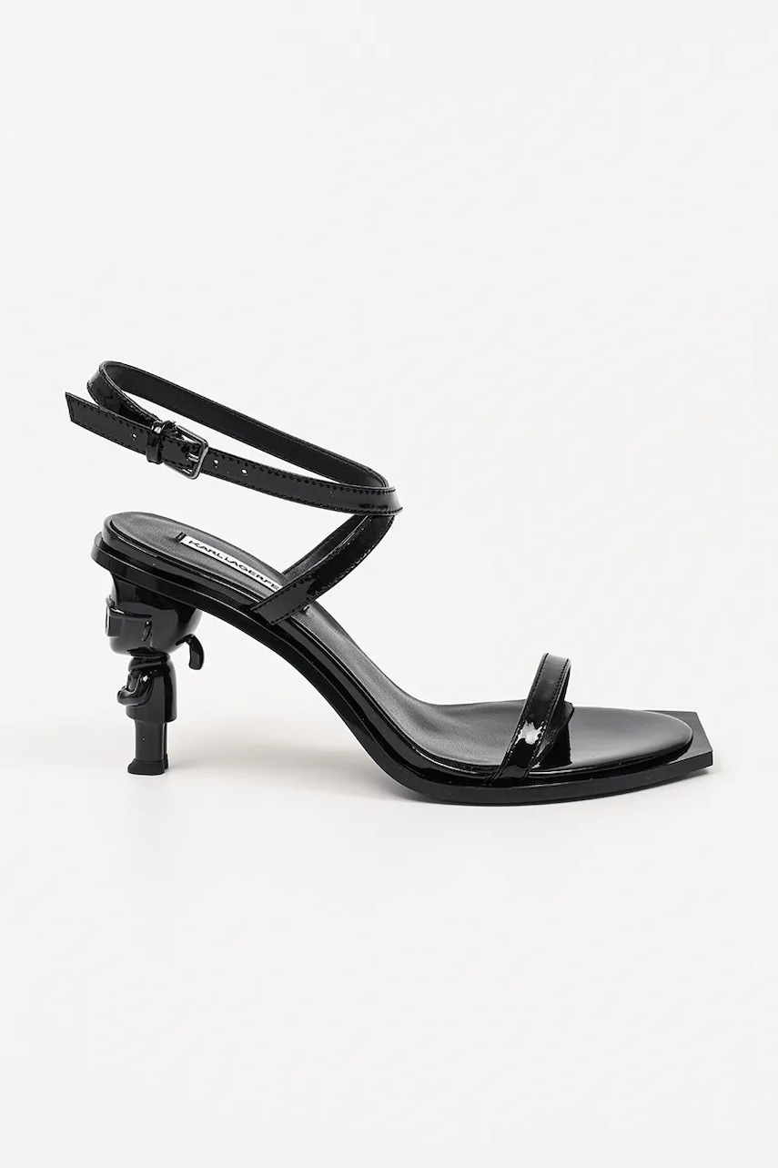 Karl Lagerfeld sandale de piele KARL NFT HEEL femei, culoarea negru, cu toc drept, KL39115 Karl Lagerfeld sandale de piele KARL NFT HEEL femei, culoarea negru, cu toc drept, KL39115