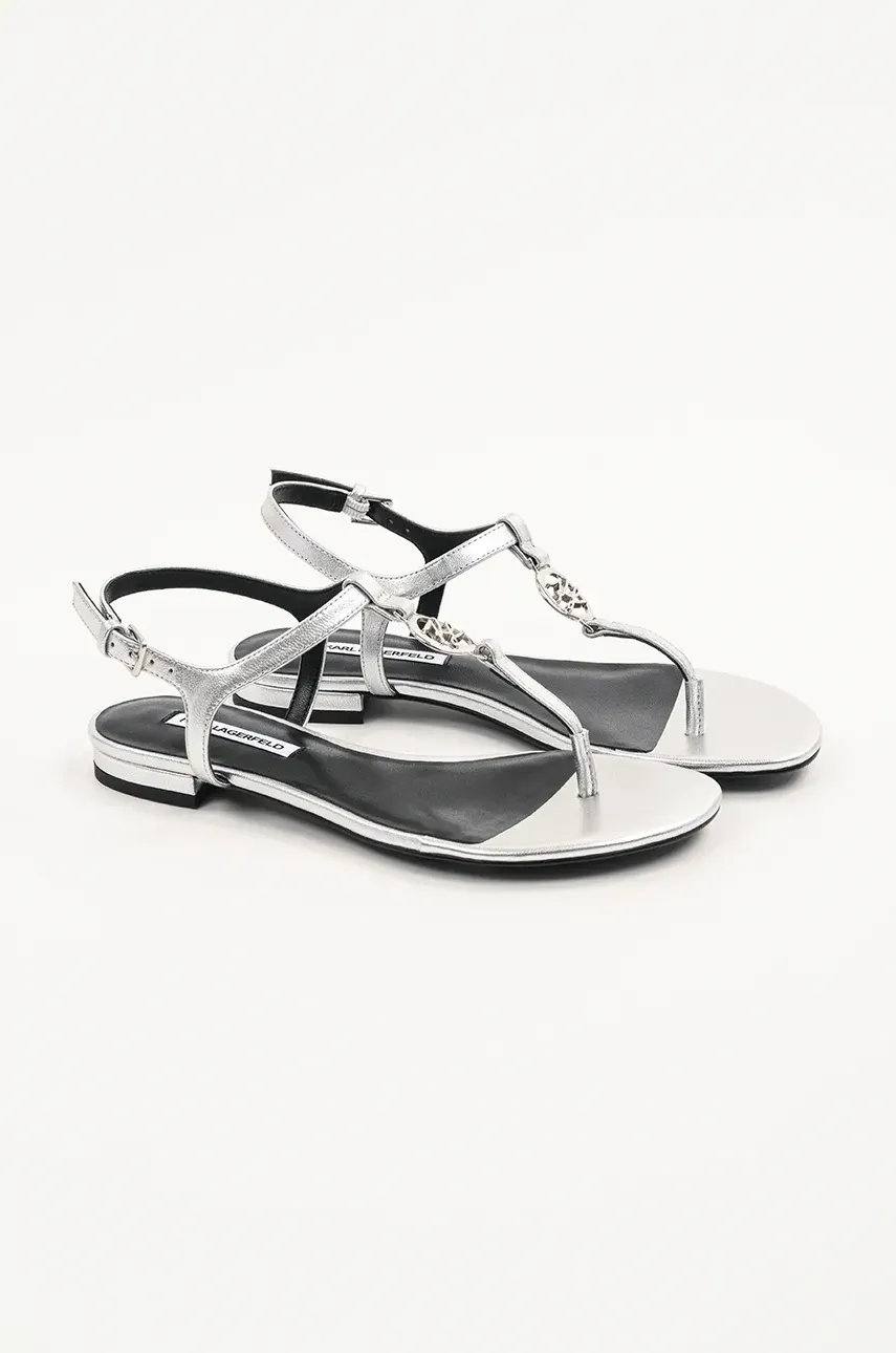 Кожаные сандалии Karl Lagerfeld ALISSO женские цвет серебрянный KL82515 Кожаные сандалии Karl Lagerfeld ALISSO женские цвет серебрянный KL82515