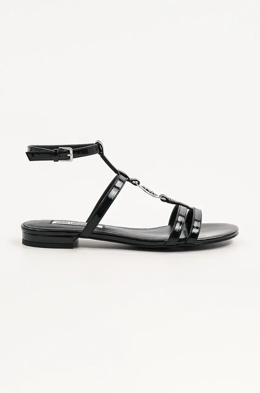 Karl Lagerfeld sandale de piele ALISSO femei, culoarea negru, KL82525