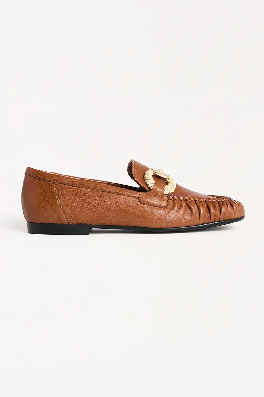 Karl Lagerfeld mocasini de piele ELEIA femei, culoarea maro, cu toc plat, KL41123