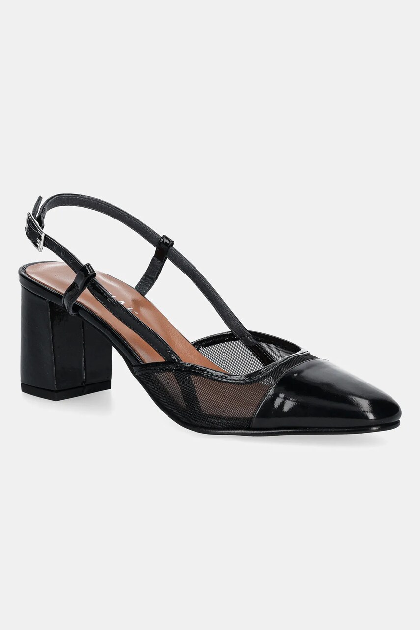 Jonak pantofi de piele DHAPOPILLE culoarea negru, cu toc drept, cu toc deschis, 3800101
