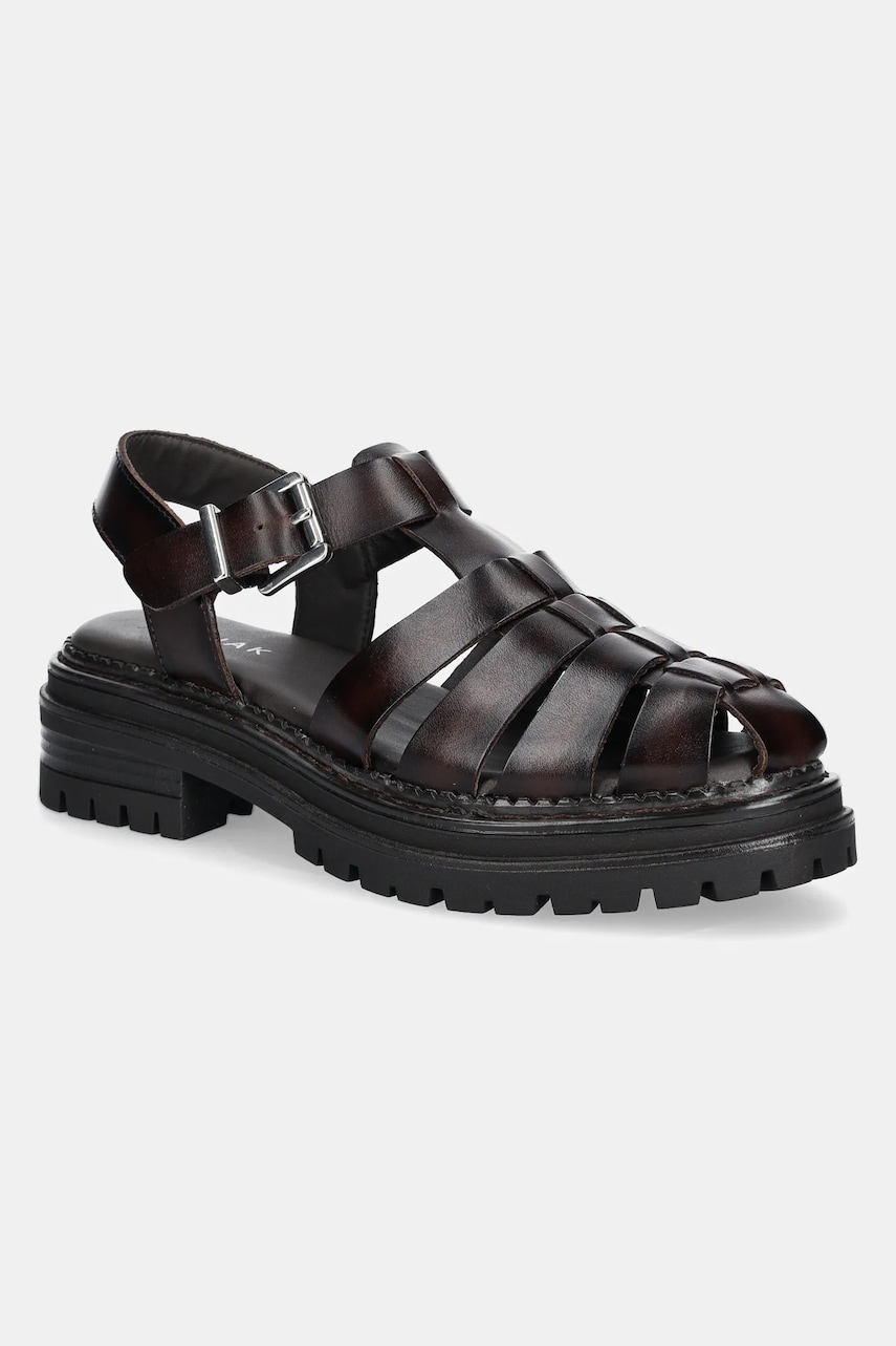 Jonak sandale de piele ABRAHAM femei, culoarea bordo, cu platforma, 3600019 Jonak sandale de piele ABRAHAM femei, culoarea bordo, cu platforma, 3600019