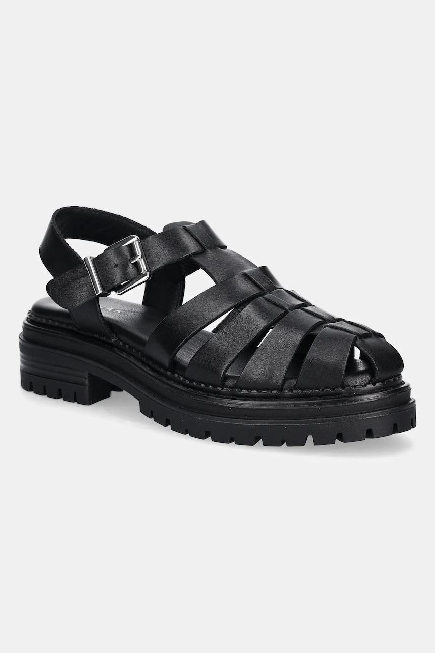 Jonak sandale de piele ABRAHAM femei, culoarea negru, cu platforma, 3600019 Jonak sandale de piele ABRAHAM femei, culoarea negru, cu platforma, 3600019