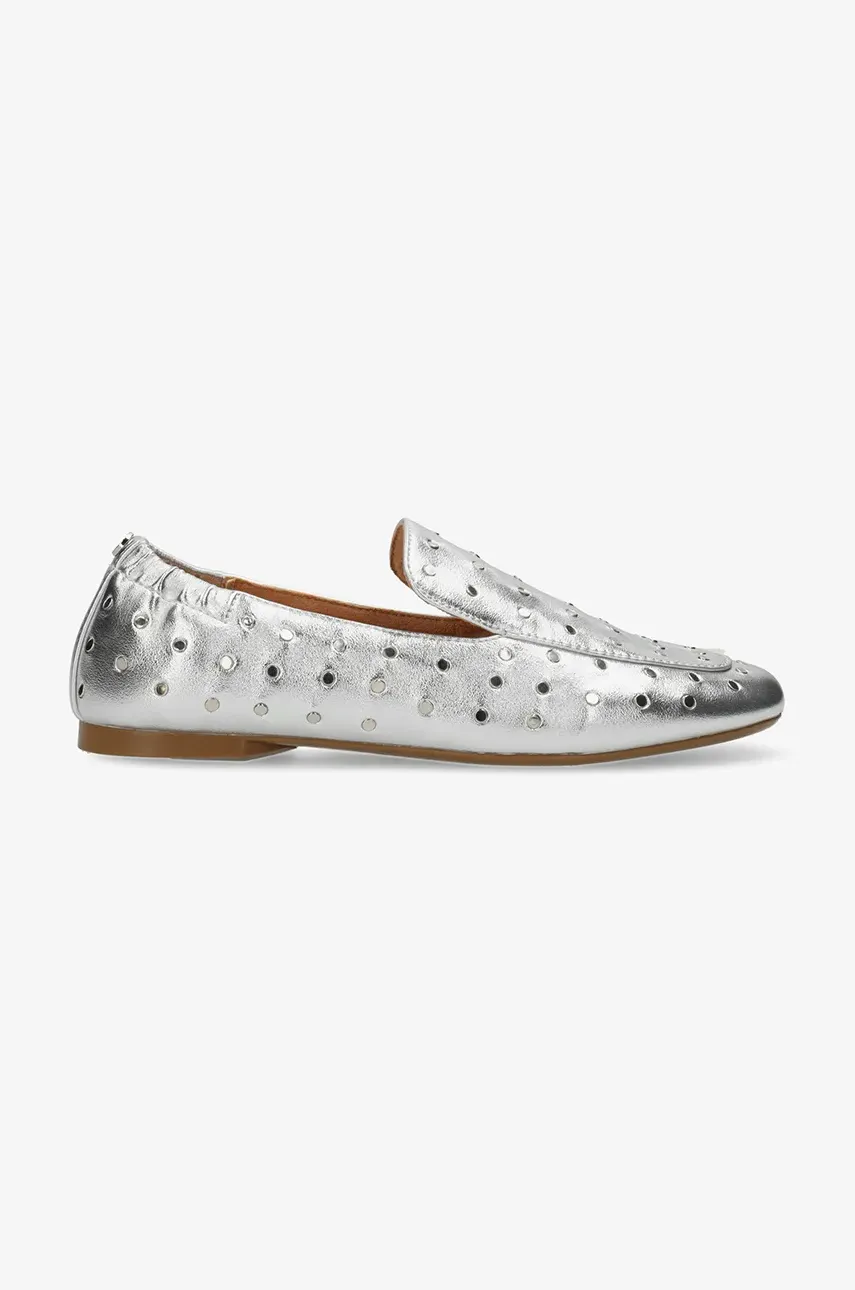 Mexx mocasini ROZY LEMON femei, culoarea argintiu, cu toc plat, MI001200851W-01