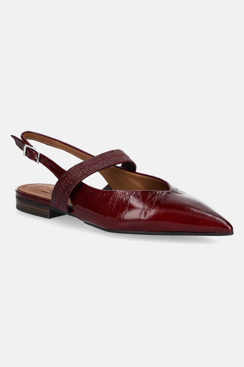 Billi Bi balerini de piele culoarea bordo, cu toc deschis, A8023