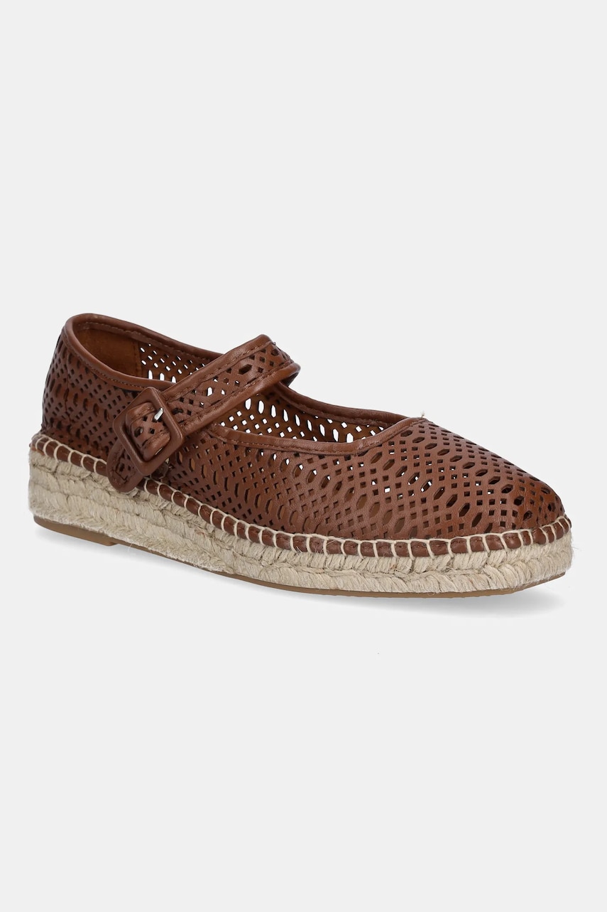 Billi Bi espadrile de piele culoarea maro, cu platforma, A28600 Billi Bi espadrile de piele culoarea maro, cu platforma, A28600