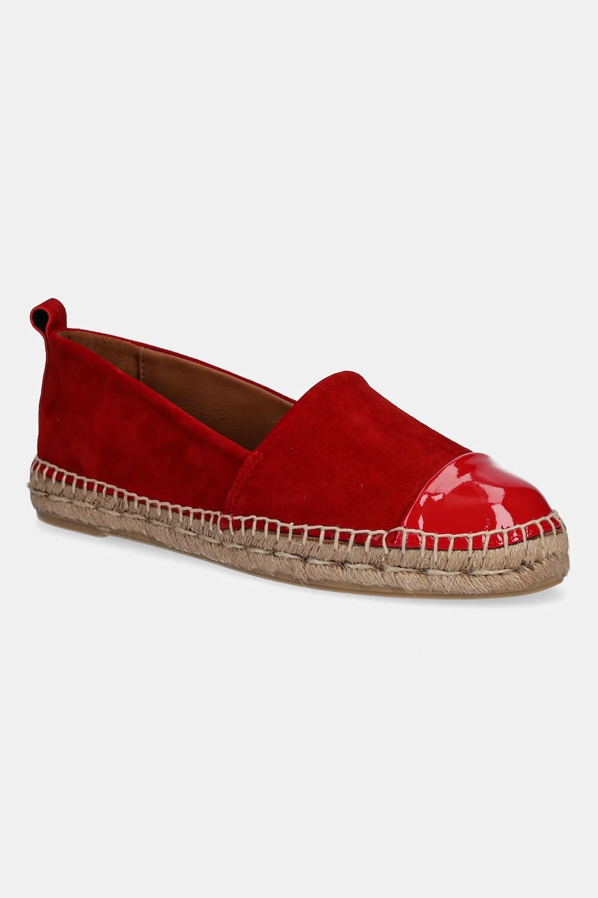 Billi Bi espadrile din piele întoarsă culoarea rosu, cu platforma, A6700 Billi Bi espadrile din piele întoarsă culoarea rosu, cu platforma, A6700