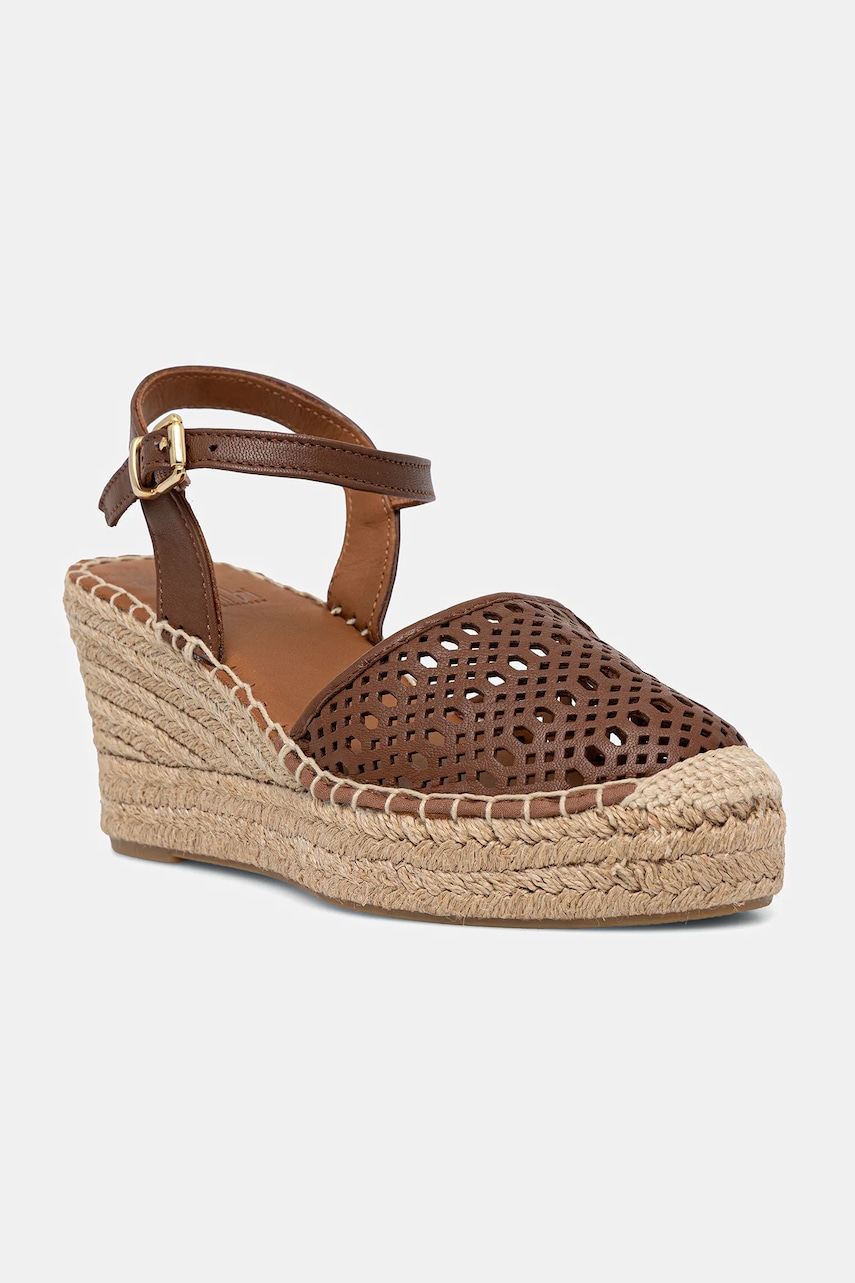Billi Bi espadrile de piele culoarea maro, toc pana, A8611 Billi Bi espadrile de piele culoarea maro, toc pana, A8611