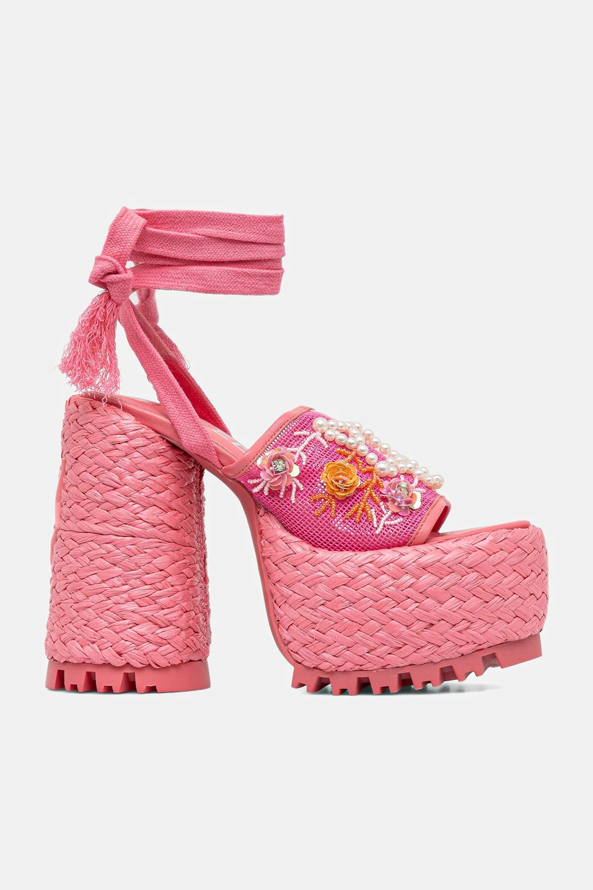 Сандалии Naked Wolfe Bluebell цвет розовый Bluebell Raffia Flowers