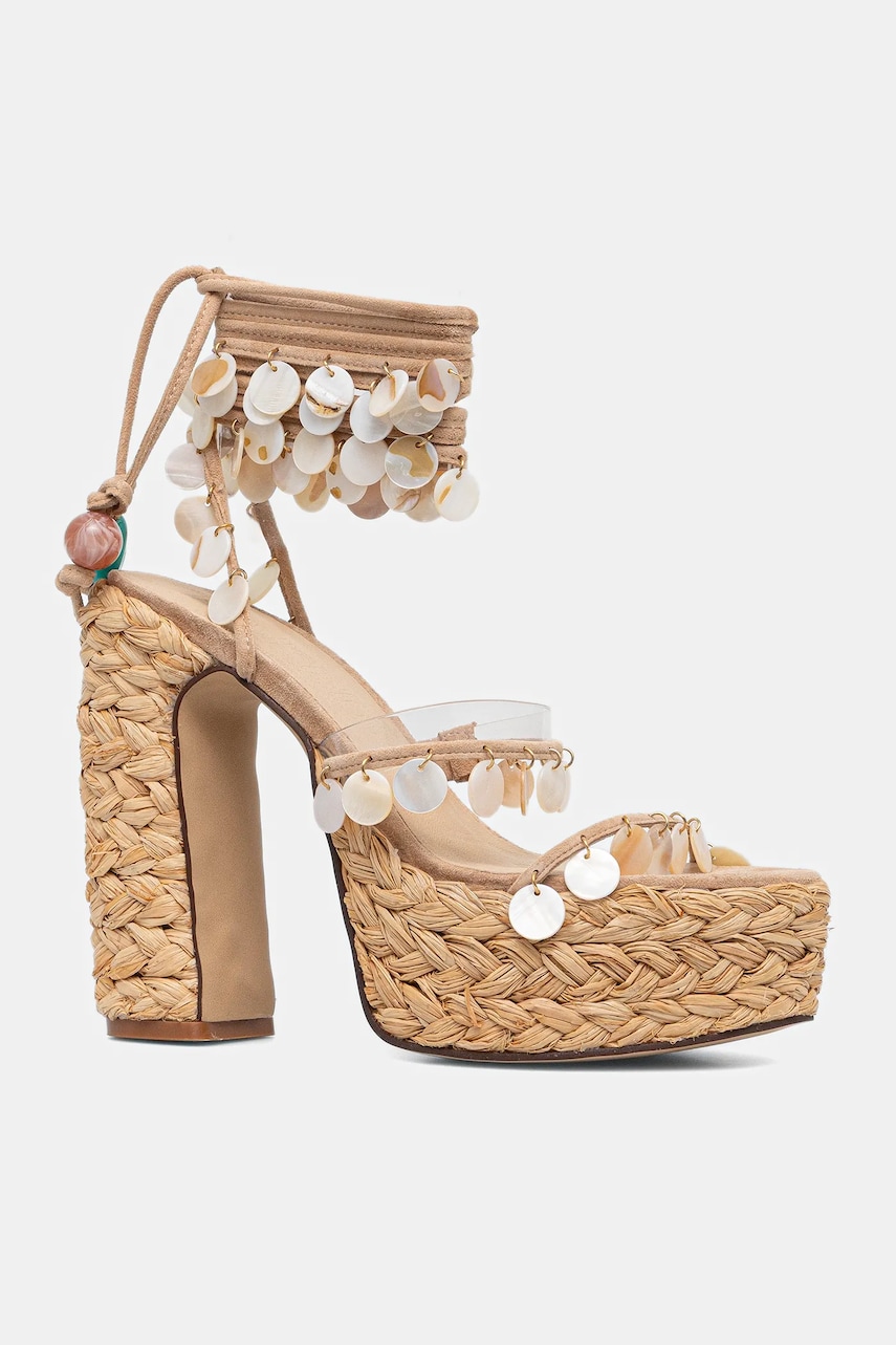 Naked Wolfe sandale Fantastic culoarea bej, Fantastic Natural Raffia