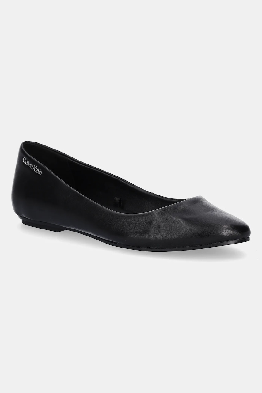 Levně Kožené baleríny Calvin Klein FLAT MARY JANE - LTH černá barva, HW0HW02341