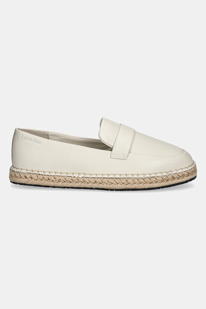 Кожаные эспадрильи Calvin Klein ESPADRILLE W/CK HW - LTH цвет бежевый HW0HW02390 Кожаные эспадрильи Calvin Klein ESPADRILLE W/CK HW - LTH цвет бежевый HW0HW02390