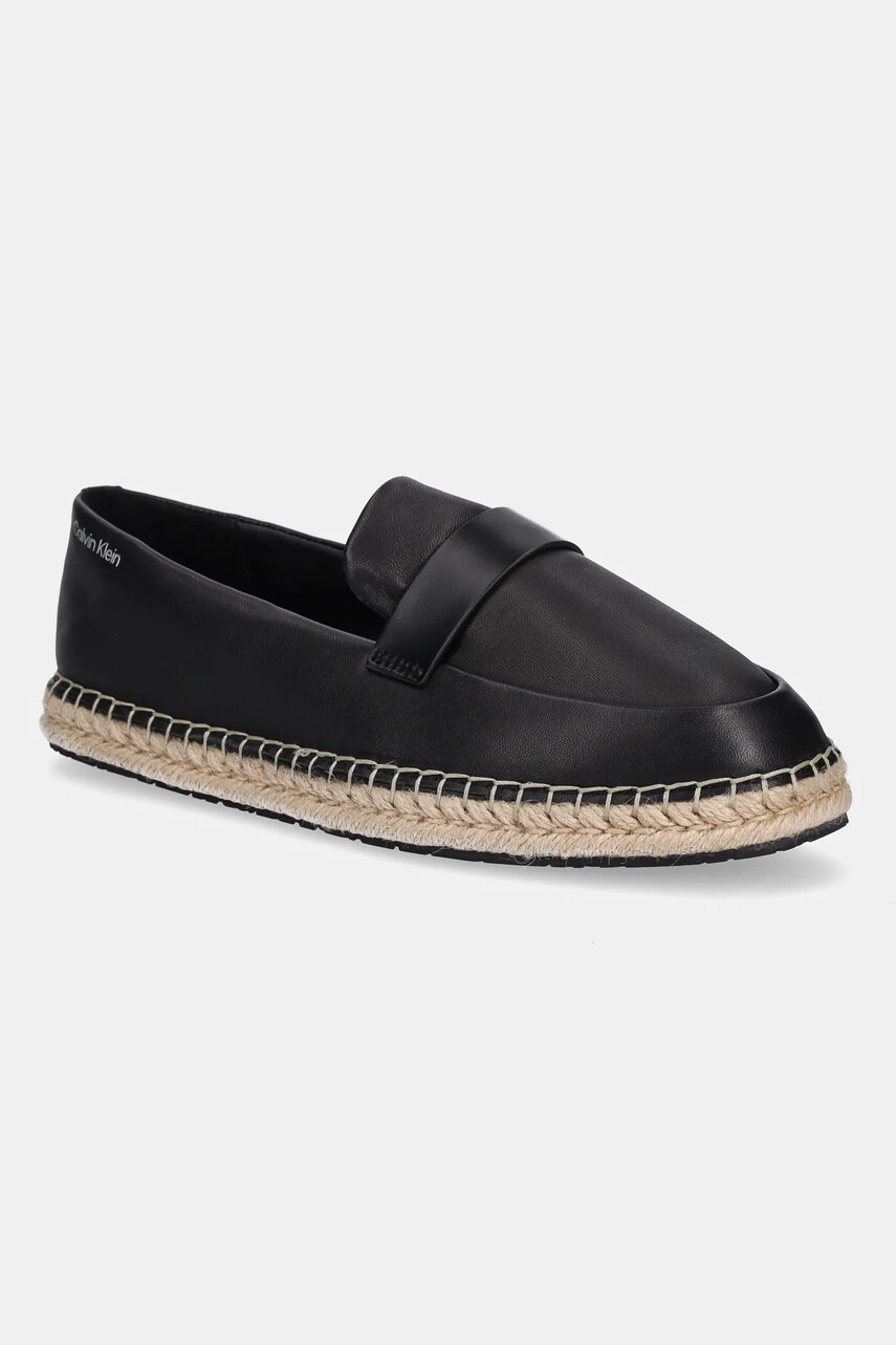 Levně Kožené espadrilky Calvin Klein ESPADRILLE W/CK HW - LTH černá barva, HW0HW02390