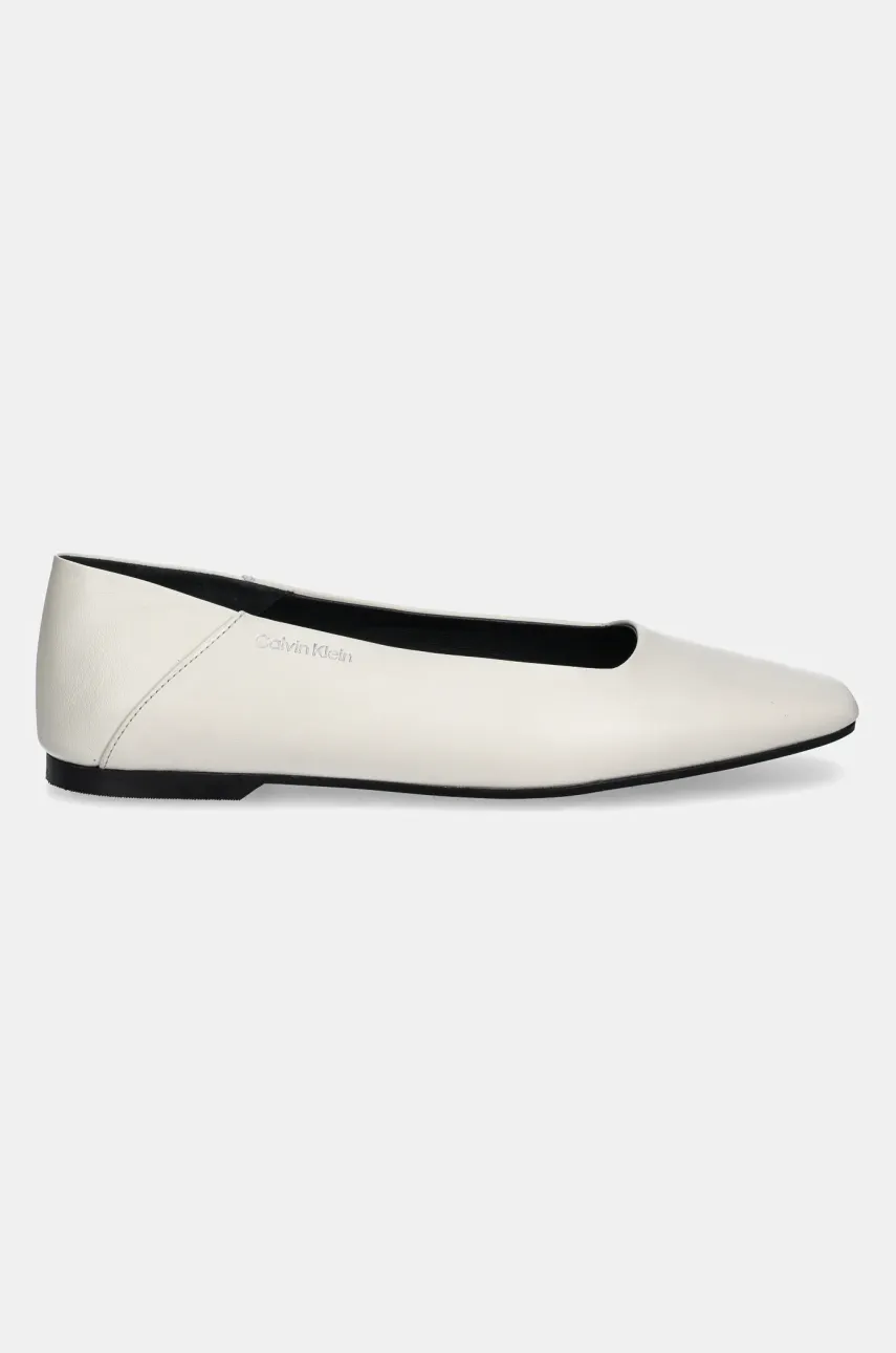 Кожаные балетки Calvin Klein FLAT BALLERINA - LTH цвет бежевый  HW0HW02463 Кожаные балетки Calvin Klein FLAT BALLERINA - LTH цвет бежевый  HW0HW02463