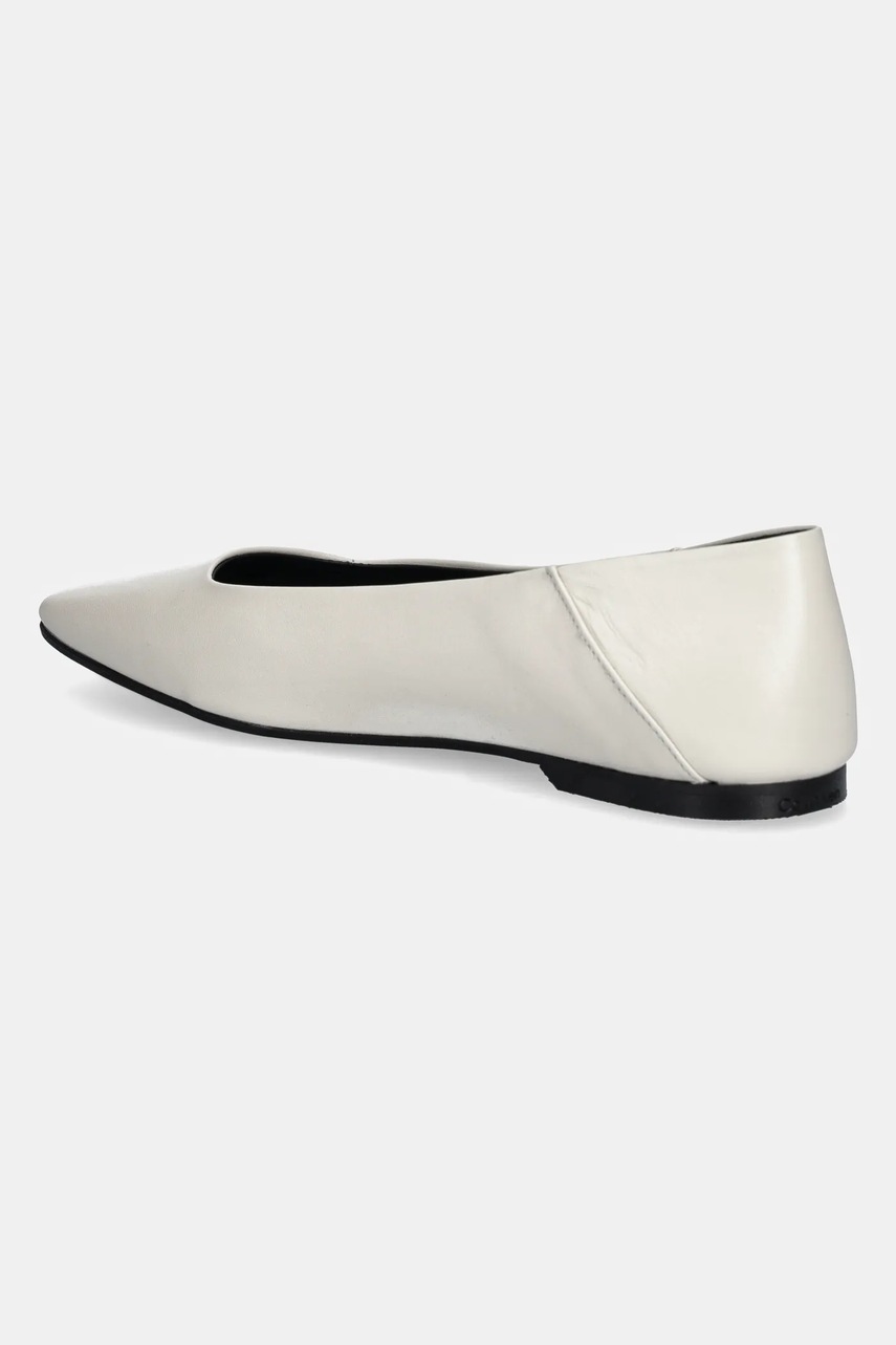 Δερμάτινες μπαλαρίνες Calvin Klein FLAT BALLERINA - LTH χρώμα: μπεζ, HW0HW02463 φωτογραφία