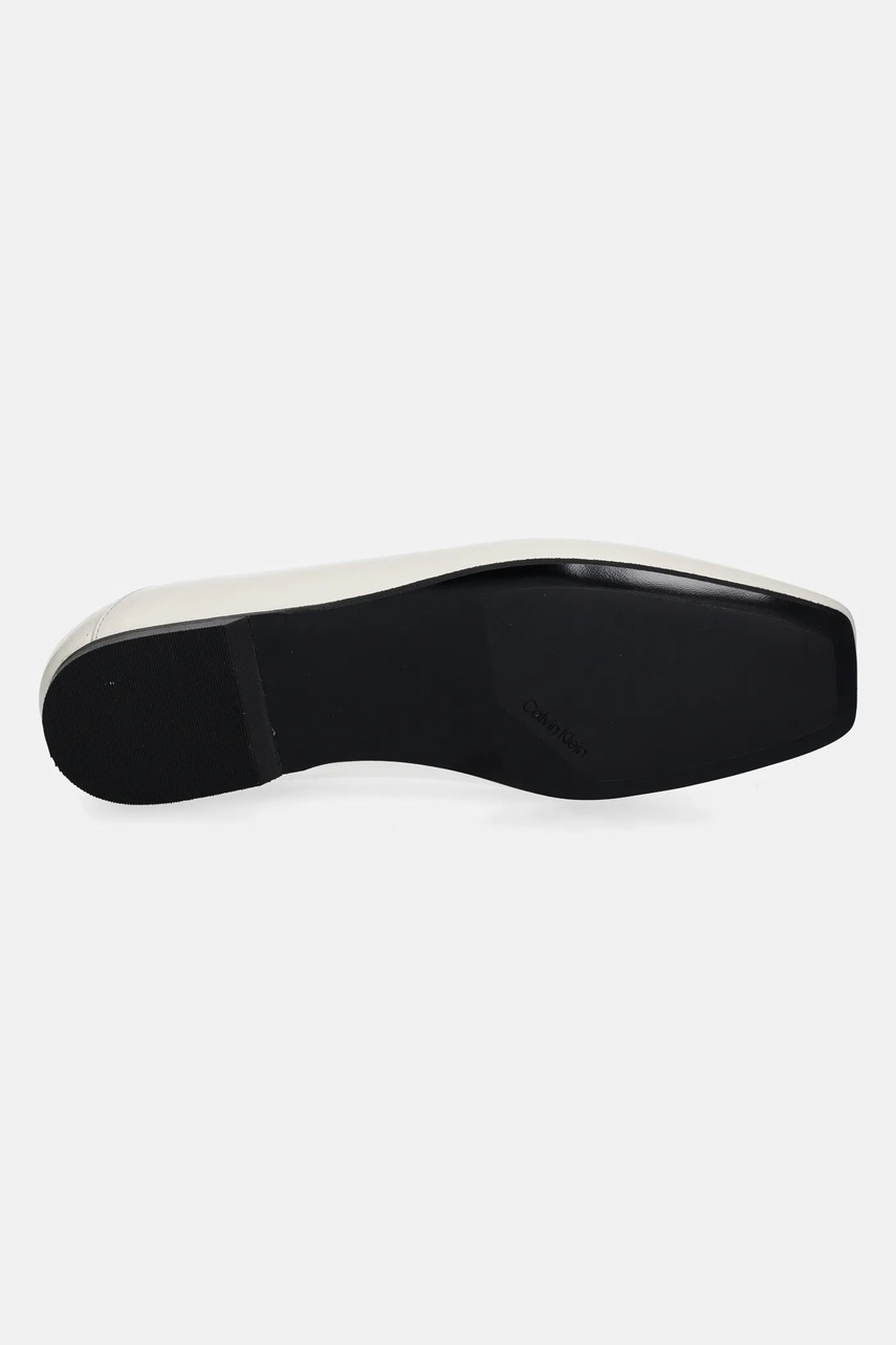 Δερμάτινες μπαλαρίνες Calvin Klein FLAT BALLERINA - LTH χρώμα: μπεζ, HW0HW02463 φωτογραφία