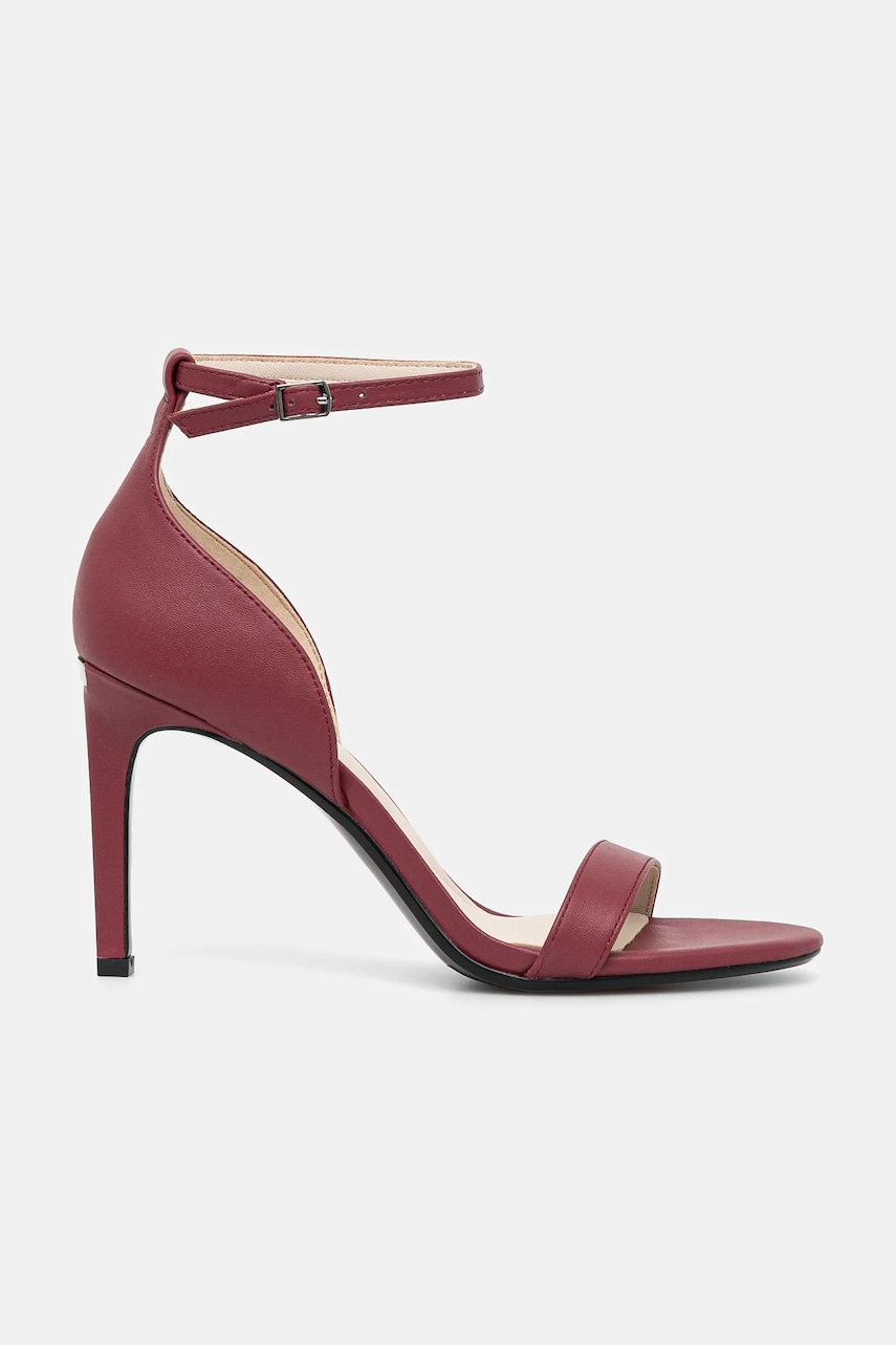 Сандалии Calvin Klein HEEL SANDAL 90 - LTH цвет бордовый HW0HW02337 Сандалии Calvin Klein HEEL SANDAL 90 - LTH цвет бордовый HW0HW02337