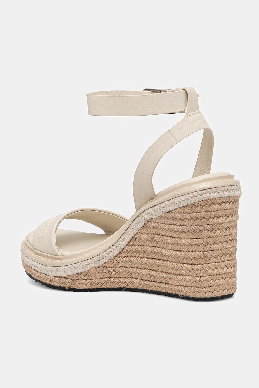 Δερμάτινα σανδάλια Calvin Klein WEDGE SANDAL 70 - HE χρώμα: μπεζ, HW0HW02376 φωτογραφία
