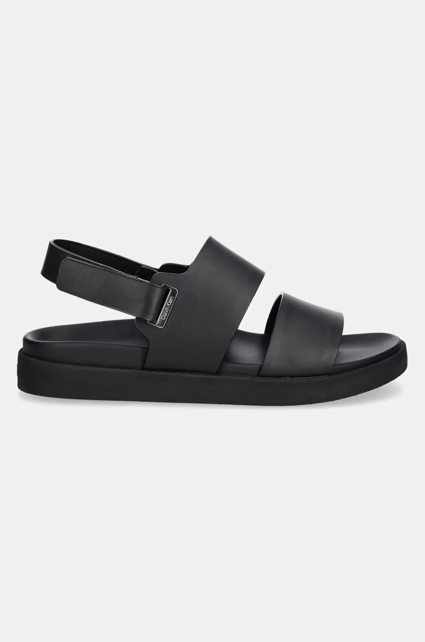 Кожаные сандалии Calvin Klein FLAT ADJ SANDAL EYELET женские цвет чёрный HW0HW02488 Кожаные сандалии Calvin Klein FLAT ADJ SANDAL EYELET женские цвет чёрный HW0HW02488
