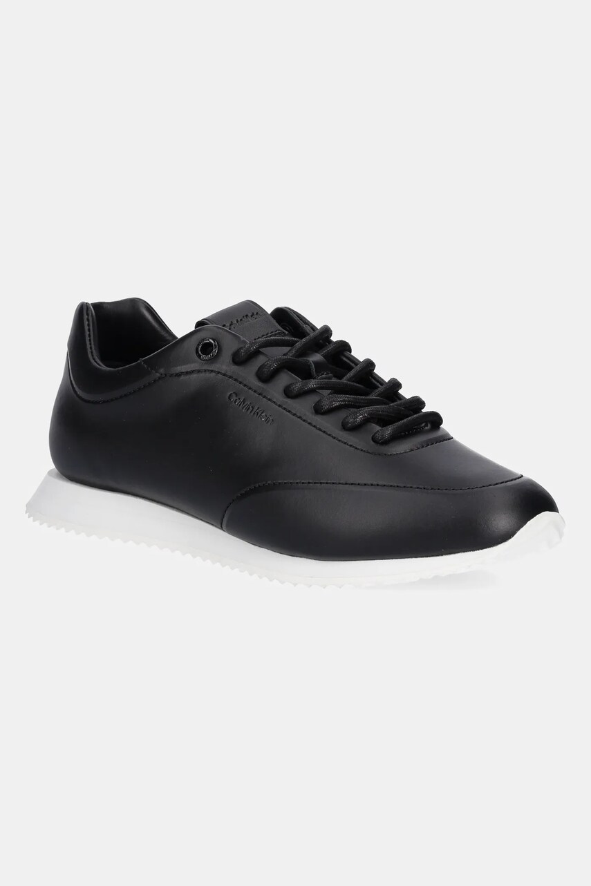 Levně Kožené sneakers boty Calvin Klein RUNNER LACE UP - LTH černá barva, HW0HW02396