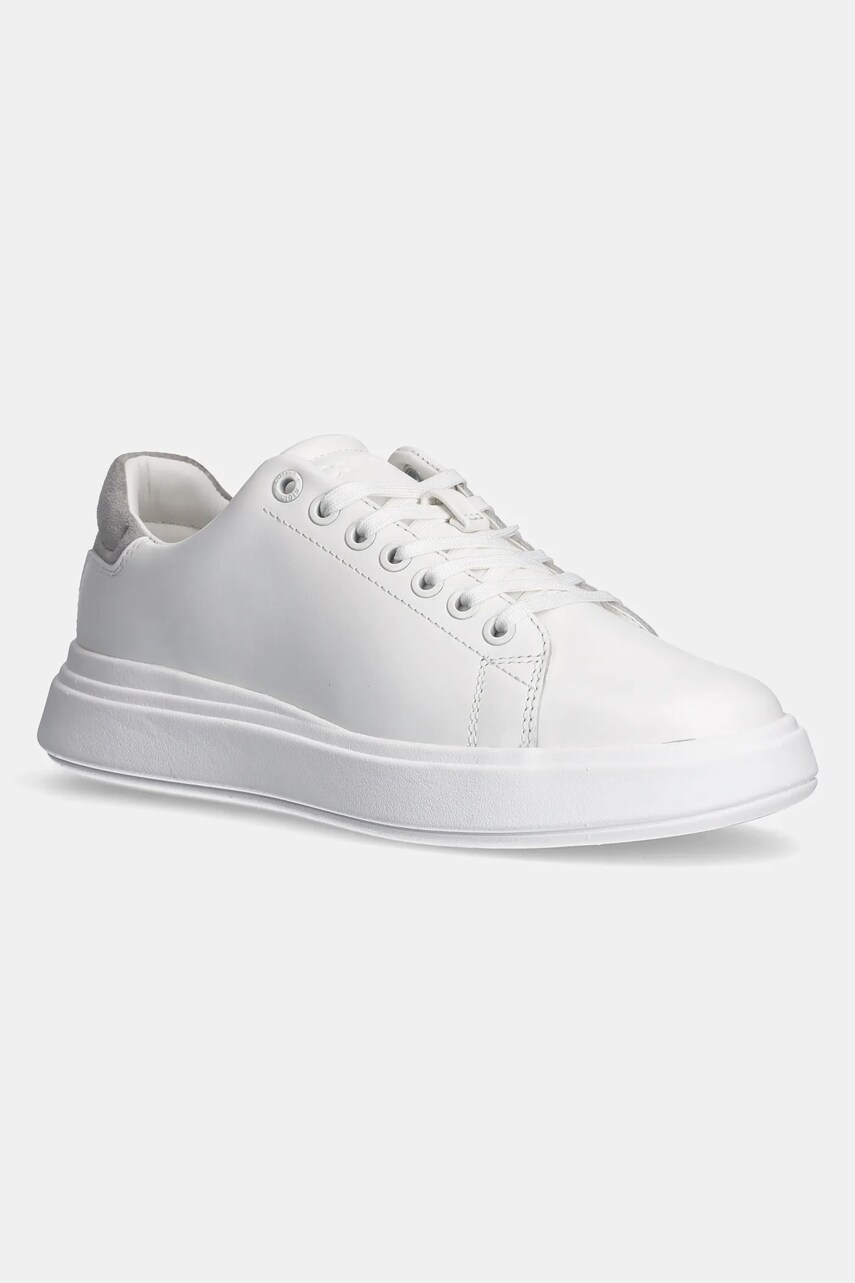Levně Kožené sneakers boty Calvin Klein CUPSOLE LACE UP - SUEDE BT bílá barva, HW0HW02404