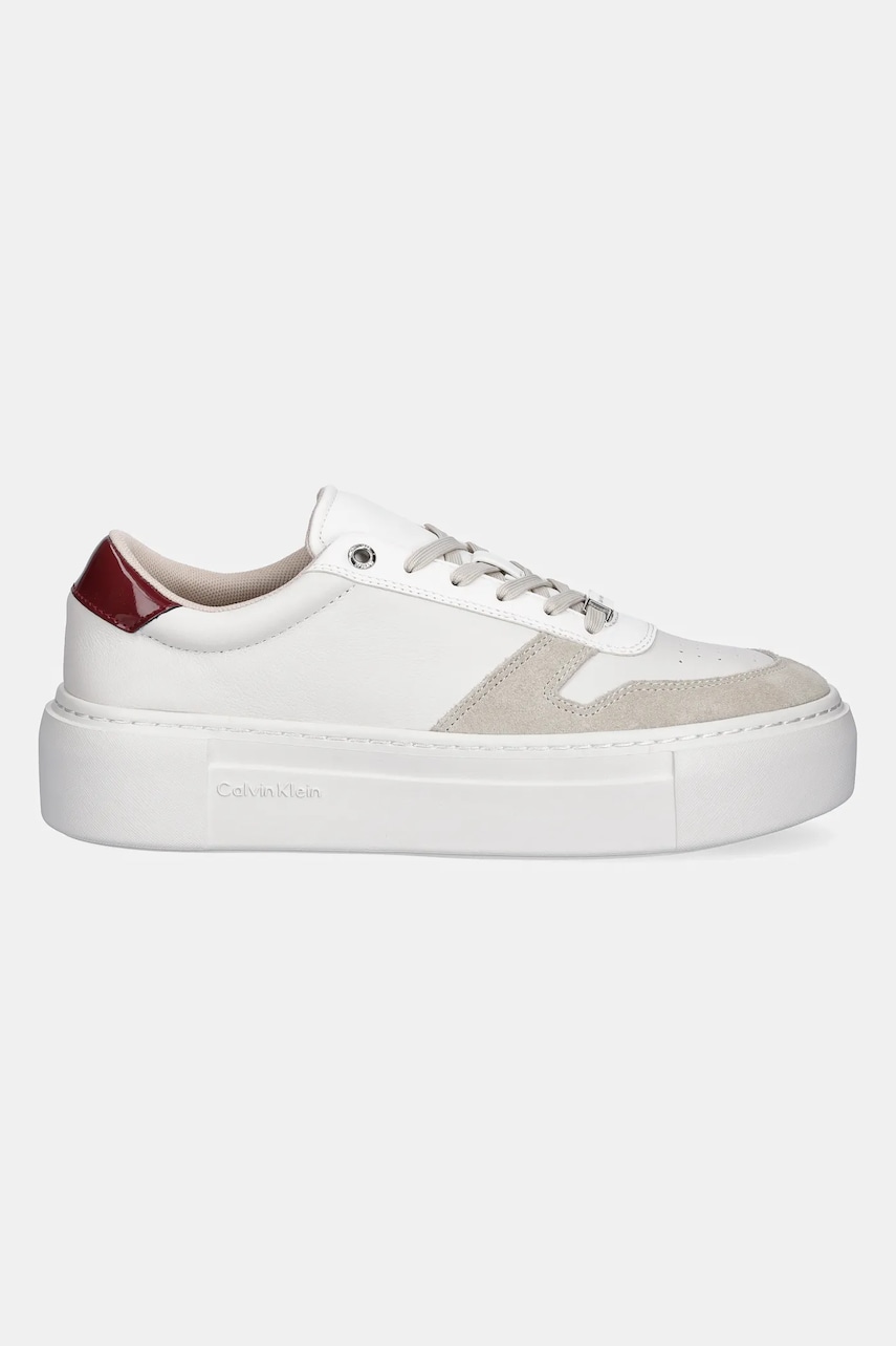 Кожаные кроссовки Calvin Klein FF CUPSOLE LACE UP - LTH MIX цвет белый HW0HW02409 Кожаные кроссовки Calvin Klein FF CUPSOLE LACE UP - LTH MIX цвет белый HW0HW02409