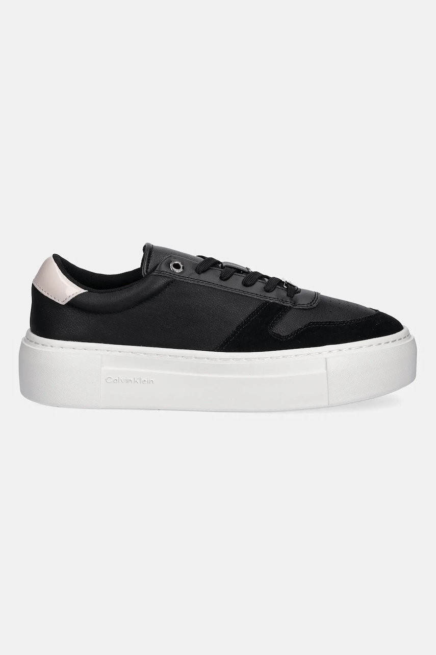 Кожаные кроссовки Calvin Klein FF CUPSOLE LACE UP - LTH MIX цвет чёрный HW0HW02409 Кожаные кроссовки Calvin Klein FF CUPSOLE LACE UP - LTH MIX цвет чёрный HW0HW02409