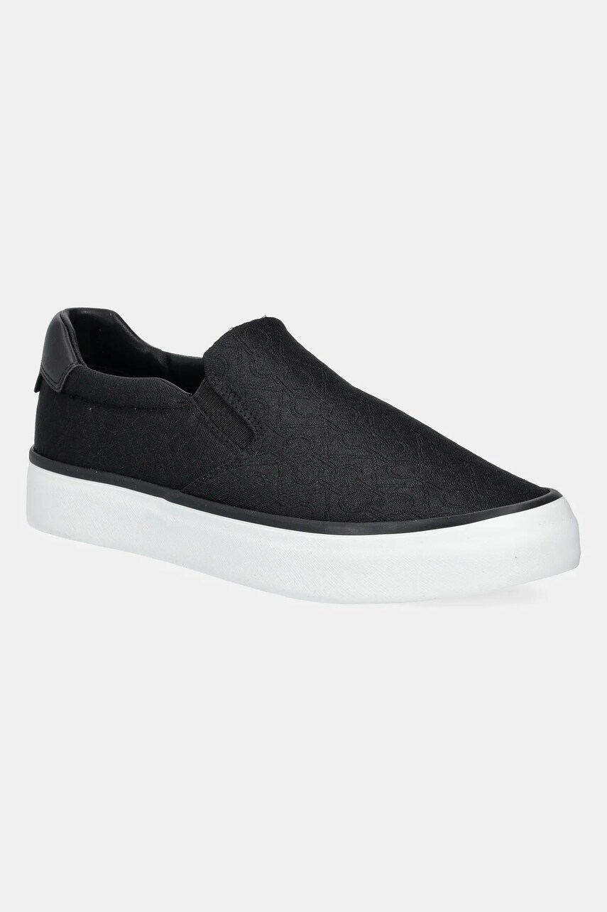 Levně Kecky Calvin Klein VULC SLIP ON - JACQ černá barva, HW0HW02411