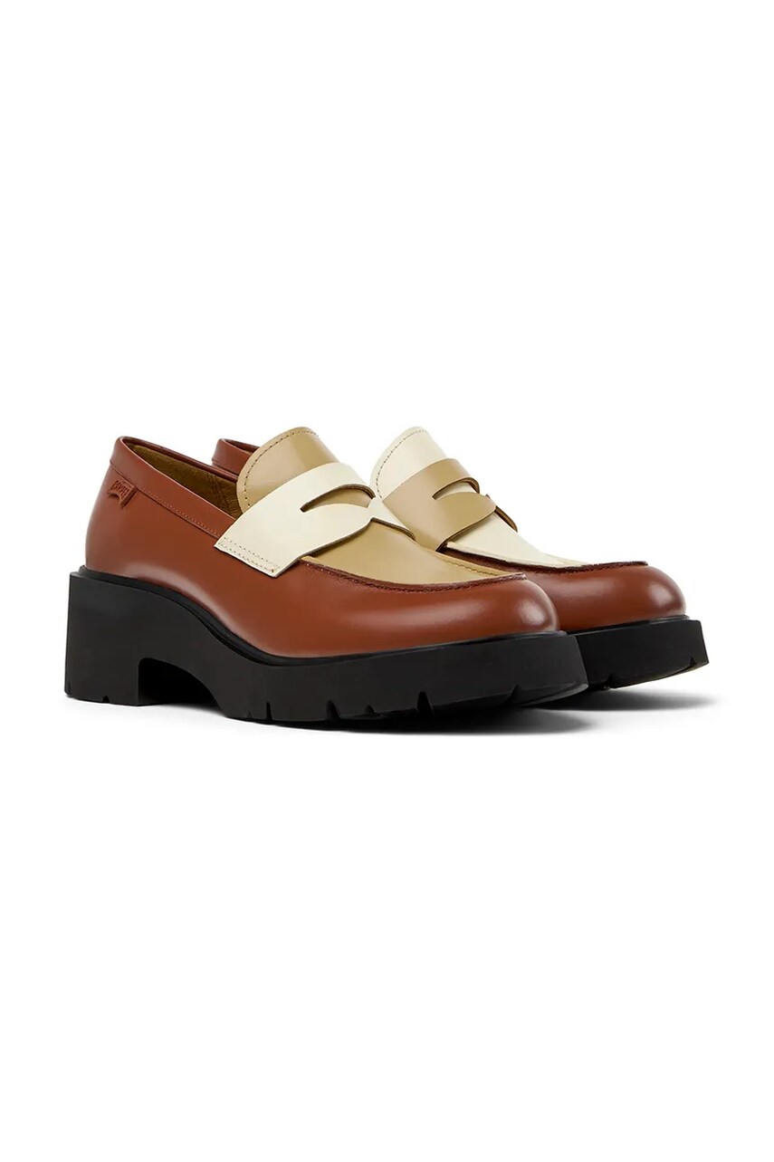 Camper bőr flip-flop TWS barna, magassarkú, K201425-029 termék 2. képe
