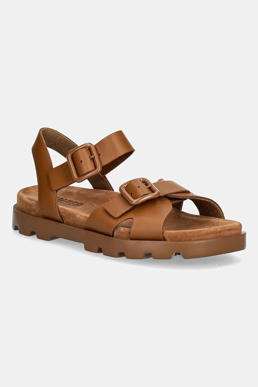 Levně Kožené sandály Camper Brutus Sandal dámské, hnědá barva, K201768-004