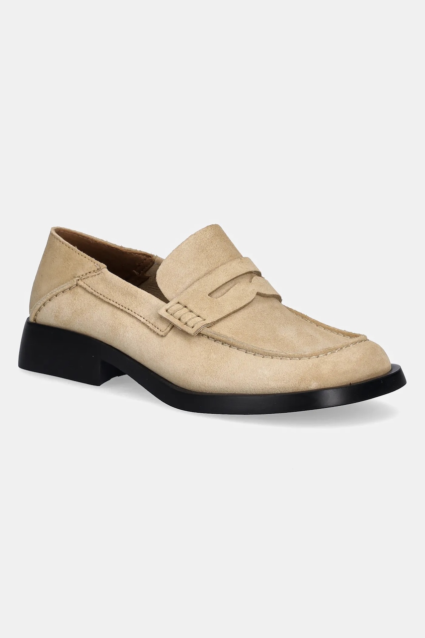 Camper mocasini din piele întoarsă Dana femei, culoarea bej, cu toc plat, K201743-002 Camper mocasini din piele întoarsă Dana femei, culoarea bej, cu toc plat, K201743-002