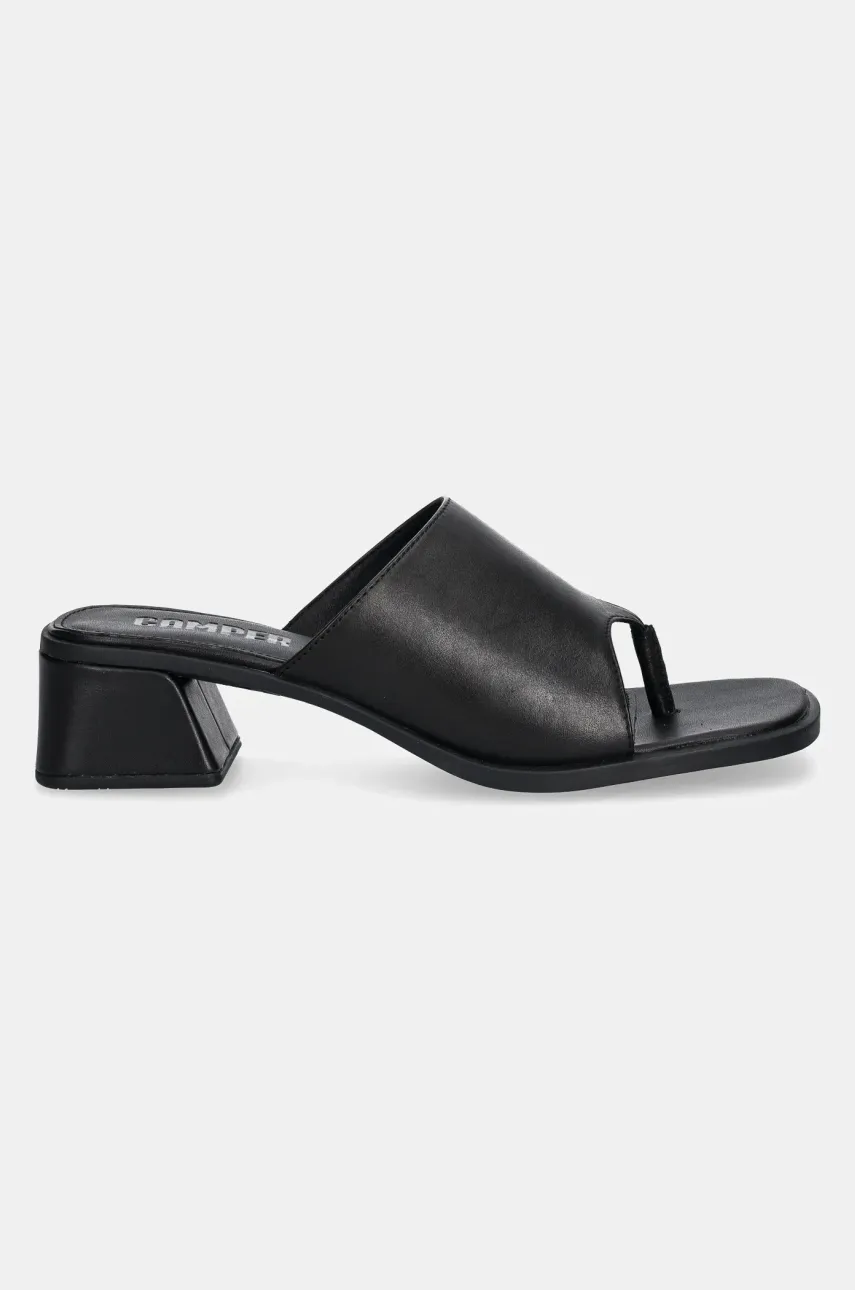 Кожаные вьетнамки Camper Kora Sandal женские цвет чёрный каблук кирпичик K201738-001 Кожаные вьетнамки Camper Kora Sandal женские цвет чёрный каблук кирпичик K201738-001