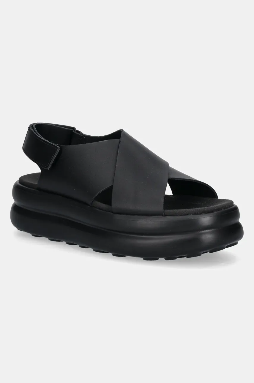 Kožené sandály Camper Pelotas Flota Up dámské, černá barva, na platformě, K201727-001