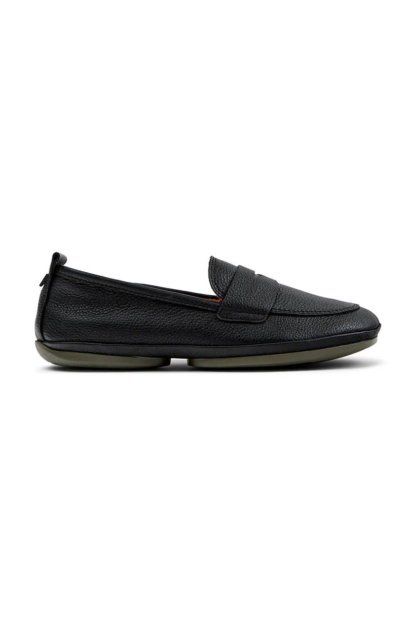 Camper mocasini de piele Right Nina femei, culoarea gri, cu toc plat, K201421-014