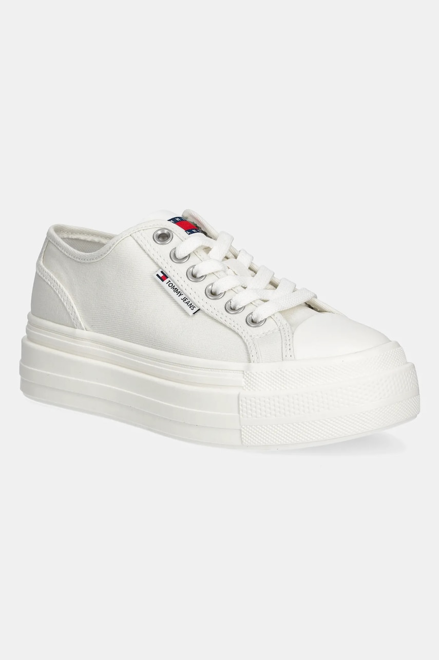 Tommy Jeans teniși FOXING FLATFORM LC culoarea alb, EN0EN02736 Tommy Jeans teniși FOXING FLATFORM LC culoarea alb, EN0EN02736