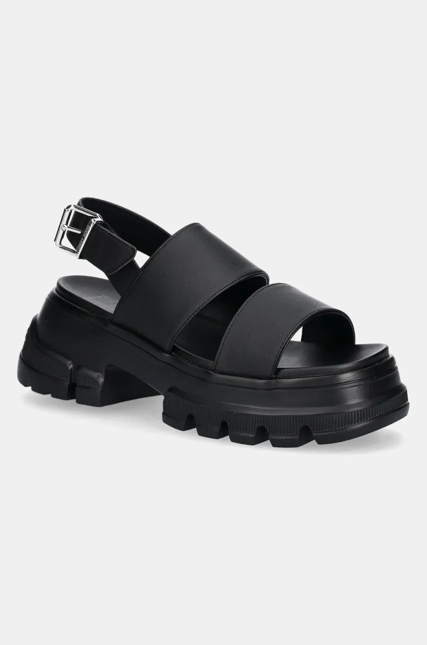 Tommy Jeans sandale CHUNKY CITY SANDAL femei, culoarea negru, cu platforma, EN0EN02750