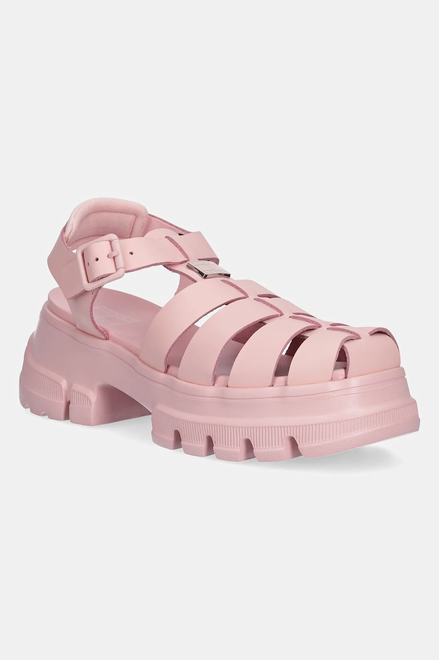 Tommy Jeans sandale de piele FISHERMAN SANDAL femei, culoarea roz, cu platforma, EN0EN02751 Tommy Jeans sandale de piele FISHERMAN SANDAL femei, culoarea roz, cu platforma, EN0EN02751