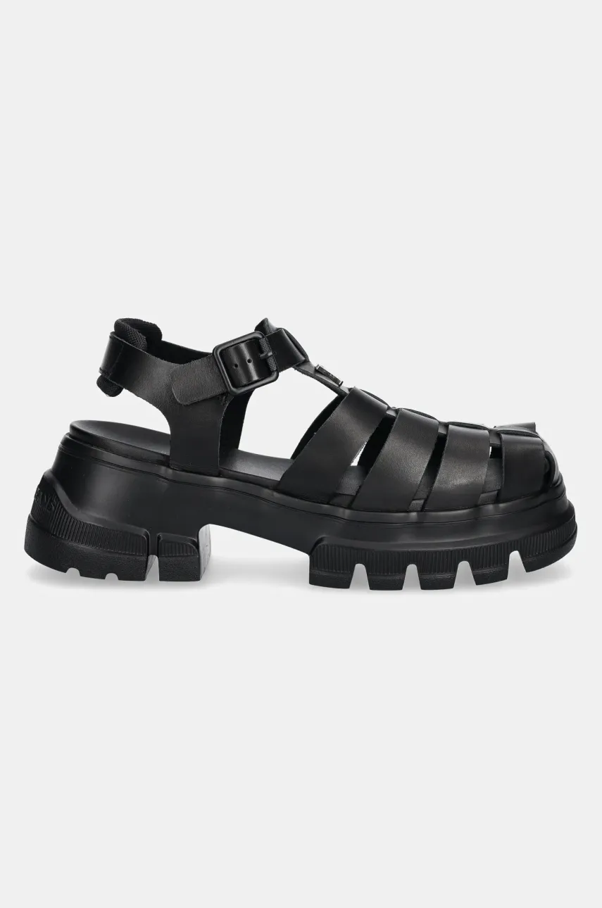 Кожаные сандалии Tommy Jeans FISHERMAN SANDAL женские цвет чёрный на платформе EN0EN02751 Кожаные сандалии Tommy Jeans FISHERMAN SANDAL женские цвет чёрный на платформе EN0EN02751