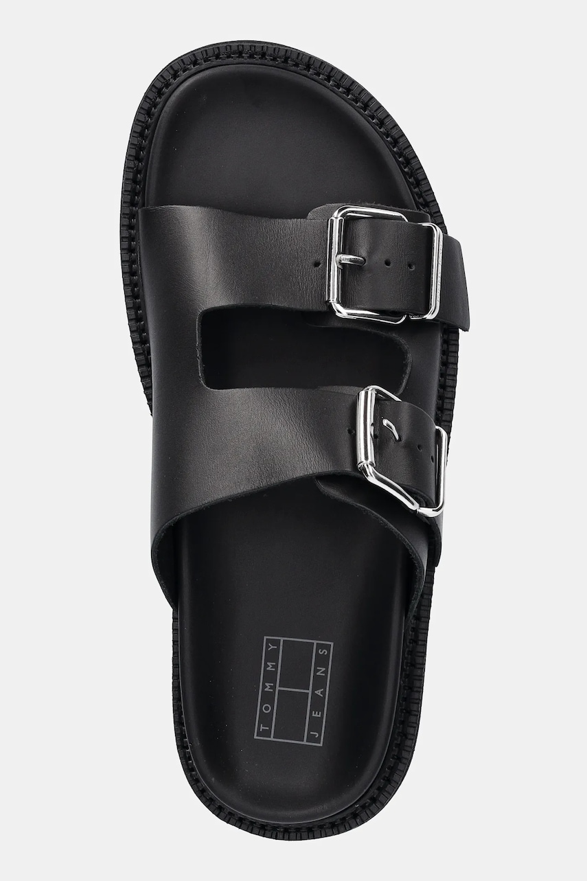 Kožené šľapky Tommy Jeans DOUBLE STRAP SANDAL