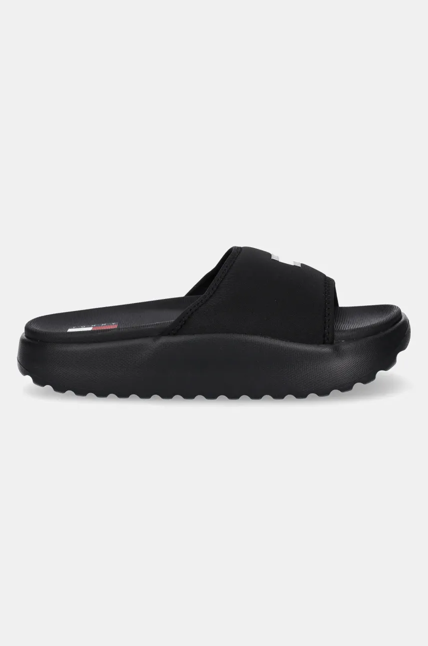 Шлепанцы Tommy Jeans COMFY POOL SLIDE женские цвет чёрный на платформе EN0EN02765 Шлепанцы Tommy Jeans COMFY POOL SLIDE женские цвет чёрный на платформе EN0EN02765