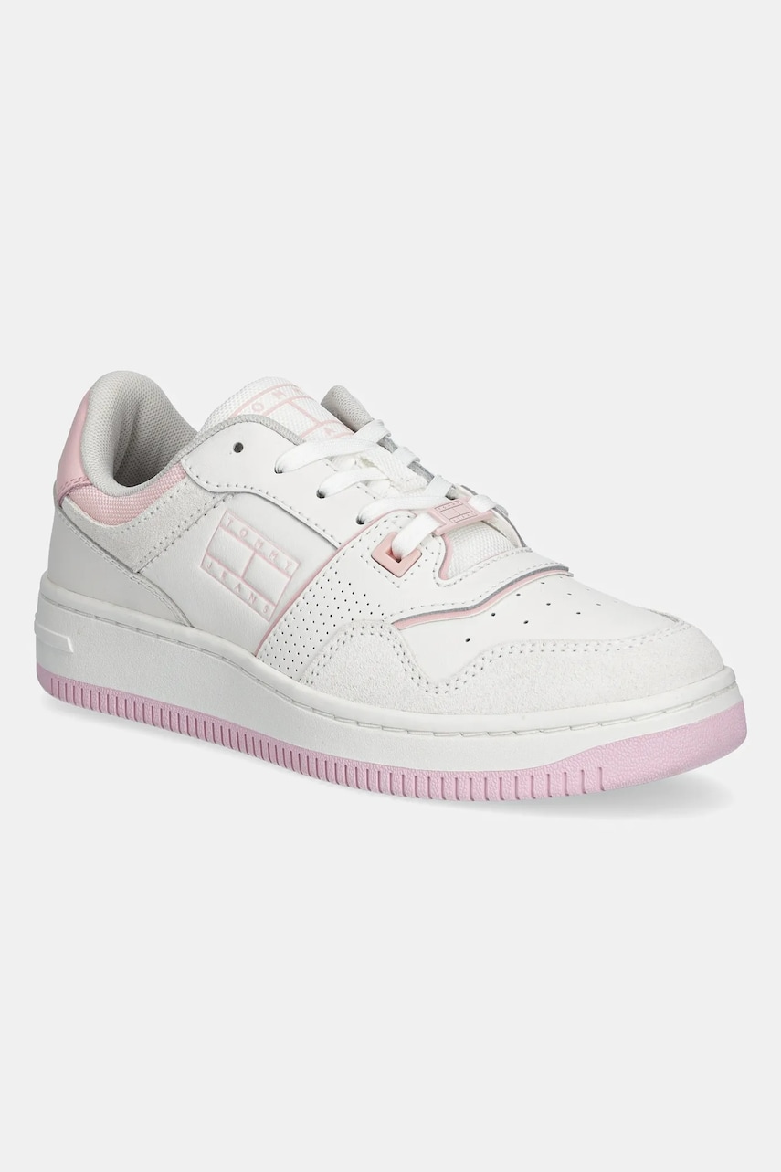 Tommy Jeans sneakers RETRO BASKET WASHED SUEDE femei, culoarea alb, EN0EN02773