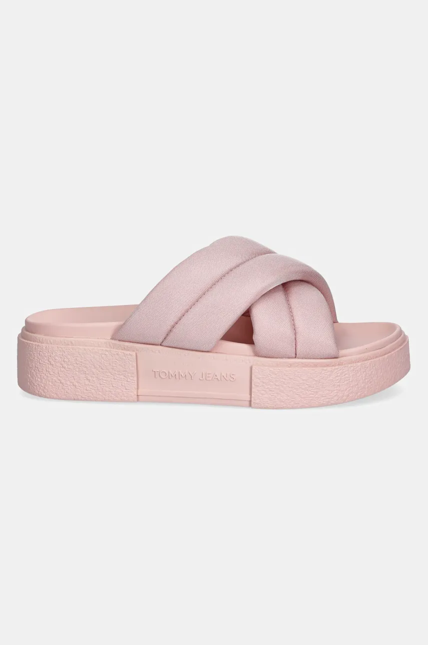 Шлепанцы Tommy Jeans FLATFORM SANDAL женские цвет розовый на платформе EN0EN02775 Шлепанцы Tommy Jeans FLATFORM SANDAL женские цвет розовый на платформе EN0EN02775