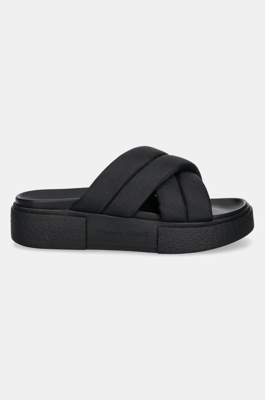Шлепанцы Tommy Jeans FLATFORM SANDAL женские цвет чёрный на платформе EN0EN02775 Шлепанцы Tommy Jeans FLATFORM SANDAL женские цвет чёрный на платформе EN0EN02775