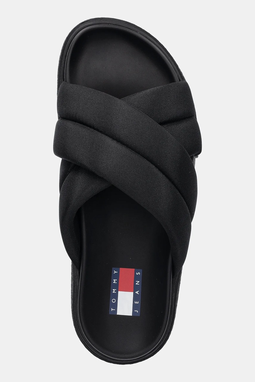 Παντόφλες Tommy Jeans FLATFORM SANDAL χρώμα: μαύρο, EN0EN02775 φωτογραφία