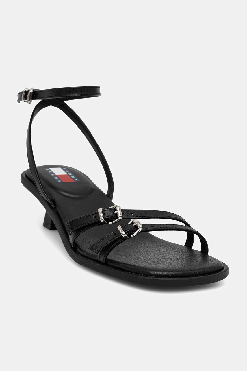 Tommy Jeans sandale de piele THE NOHO SANDAL culoarea negru, EN0EN02779