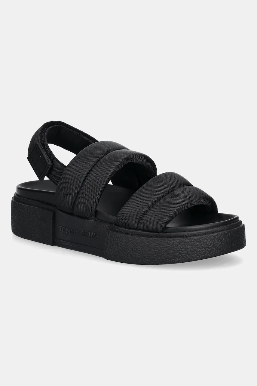 Tommy Jeans sandale FLATFORM SANDAL femei, culoarea negru, cu platforma, EN0EN02802 Tommy Jeans sandale FLATFORM SANDAL femei, culoarea negru, cu platforma, EN0EN02802